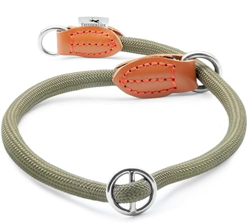 FREUDENTIER Zugstopp Halsband Hunde - Retriever Halsband - Hundehalsband Zugstopp für kleine, mittelgroße & große Hunde (Waldgrün, XL)