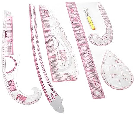 Nählineal-Set, Genaue Messung, Klare Linien, 7-teilig, Französisches Kurvenlineal, DIY-Design mit Skala für die Schneiderformung