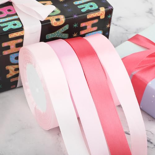 4 Rollen Geschenkband, 20mm Schleifenband Basteln für Geschenk Verpackung