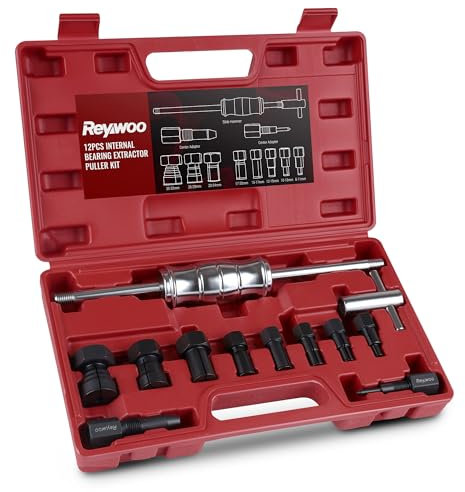 Reywoo Blind Hole Collet Bearing Puller Set, Slide Hammer Bearing Puller Set with Expandable Collets 8-32mm, 12pcs Pilot Bearing Removal Tool Internal Bearing Extractor Puller Kit