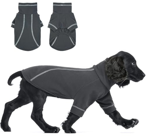 Hjumarayan Hundepullover Kleine Hunde - Dehnbarer Fleece Pullover Kleine Hund, Hundekleidung Warm Rollkragen Hundepulli mit Beinen, Hunde Klamotten für Shih Tzu, Mops, Dunkelgrau L