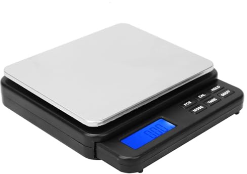 Balance de cuisine précision haute 1000g/0.01g balance électronique numérique mini avec écran bleu rétroéclairé pour laboratoires (BLACK)