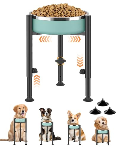 MAIJIAJU Hundenapf Ständer, 4 Höhen verstellbar Metall Einzelgestell | 15–26cm, rutschfestes Pfoten-Tablett, passend für alle Hundegrößen, Lieferung nur Gestell ohne Futternäpfe