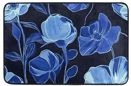 OWFKAY Doormat Welcome Door Mat-Blue Flowers Pattern,Living Room Kitchen Floor Mat Home Indoor Outdoor Decoration 60cmX40cm