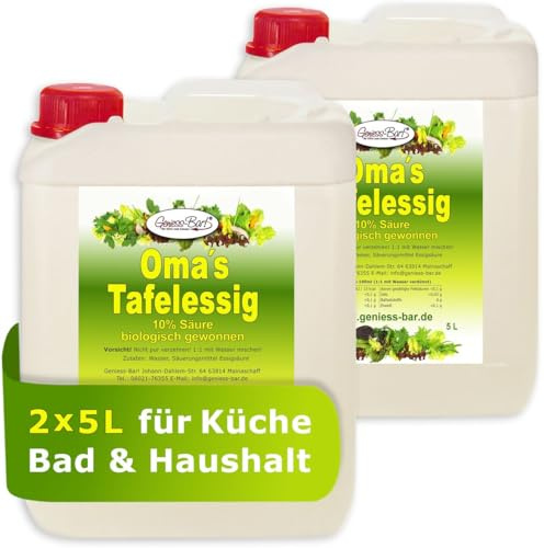 Oma`s Tafelessig 10% Säure 2x 5 L | Geschmacks Sieger für die gute Küche | Premium Haushaltsessig