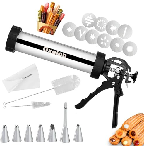 Machine à churro, 21 pièces en acier inoxydable de haute qualité, presse à biscuits et décoration de gâteaux pour la cuisson à la maison, poche à douille, nettoyage sans effort avec 2 brosses, Maquina