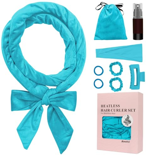 Baolivi Lot de 9 bigoudis sans chaleur pour femme, 177,8 cm, doux pendant la nuit, ensemble cadeau de 9 pièces