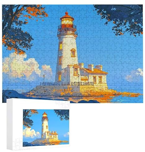 Puzzle 2000 Teile Erwachsene Leuchtturm 100 x 70 cm, 3D Visuelle Wooden Puzzle, DIY Craft Bastelpuzzles für Heimdekoration, Geschenkbox, Familie herausforderndes Puzzles F-118