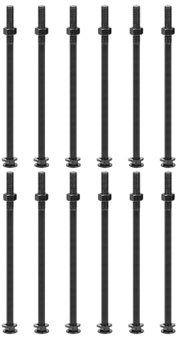 QUARKZMAN M12x250mm Bulloni A Testa Tonda Con Collo Quadrato Con Dadi E Rondelle 12Set 304 Acciaio Inossidabile Bulloni A Testa Tonda Con Collo Quadrato Viti Coach Nere