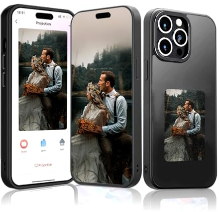 Youery Ink Screen Handyhülle für iPhone 14 Pro, Schwarz | Personalisierte Hülle, Benutzerdefinierte Bilder, AI Phone Case, NFC-Verbindung, TPU