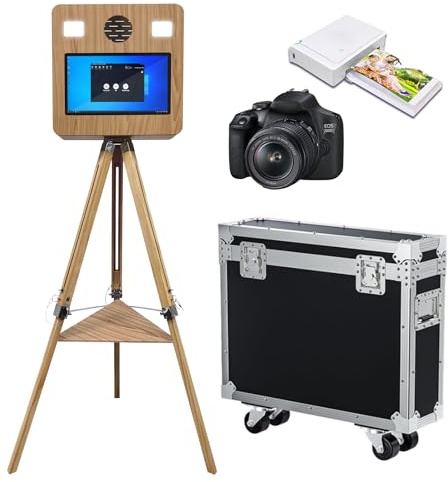 Cabine photo portable avec écran tactile de 39,6 cm, idéale pour les mariages, les fêtes, les célébrations et la location d'événements (machine + appareil photo + mini imprimante)