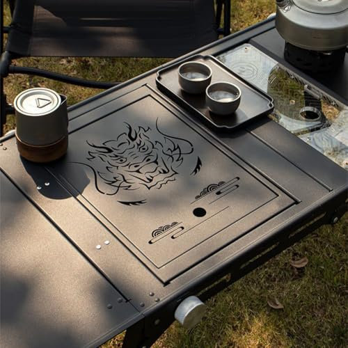 PP-Vic Outdoor -Teeschale, Moderner Chinesischer Tee Tisch, Filterbare Camping -Teeschale, Abnehmbare Teeschale, Schwarz, Für Zen Geeignet, Büro Geeignet