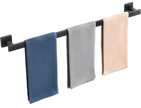 Mooche Porte Serviette Salle de Bain, Longueur 80 CM, Barre Serviette Salle de Bain en SUS304 Acier Inoxydable, Porte Serviette Murale à Cuisine ou Douche, Noir
