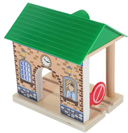 SOIMISS Hölzerner Bahnhof Züge Bahngleis holzeisenbahn für Train Set for Bahnsteig Holz Bahnstation Stellen Sie Sich einen Bahnhof vor Lustiges Bahnhofsmodell Plastik