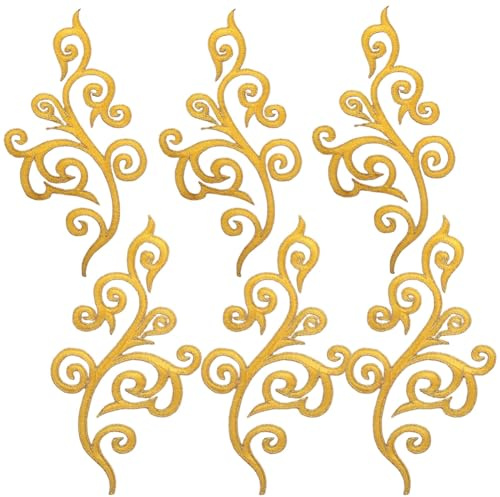 GORGECRAFT 5 Paar Blumen Aufnäher Zum Aufbügeln Im Ethno Stil Stickerei Applikation Goldener Besatz Florale Bestickte Applikationen Für Heimwerker Nähen Basteln Jäten Kleider Stoffschuhe (Gold)