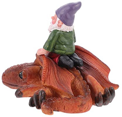 ibasenice 1 Pieza Estatua de Jardín Duende Montando Decoración Natural para Jardín y Patio Adorno Exterior