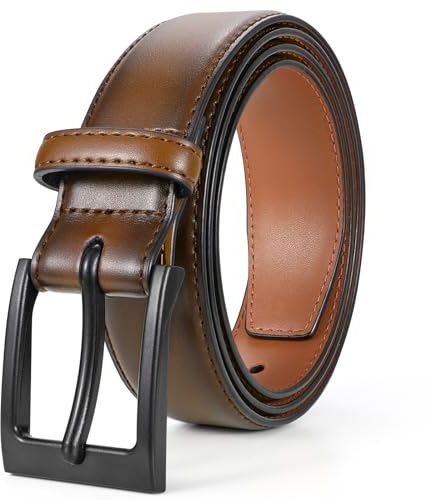 SUOSDEY Herren Ledergürtel nickelfrei, 33 mm TSA Gürtel für Jeans nicht aus Metall mit Kunststoffschnalle