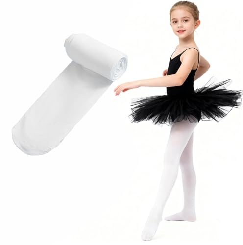 Fangshu 90 DEN Ballettstrumpfhose Mädchen - Feinstrumpfhose Mädchen Kinder Microfaser Strumpfhose Ballett - Rutschfest & Verstärkte Zehen