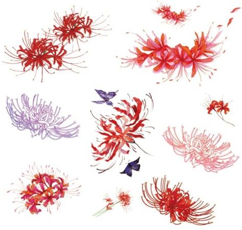 Temporary Tattoos For Adult 1 Pc 1 Set 8 Pcs Of Red Spider Lily Clavicle Red Spider Lily Tattoo Sexy Waterproof Female Long-Lasting Small Picture Large Picture Stickers Fake Tattoos