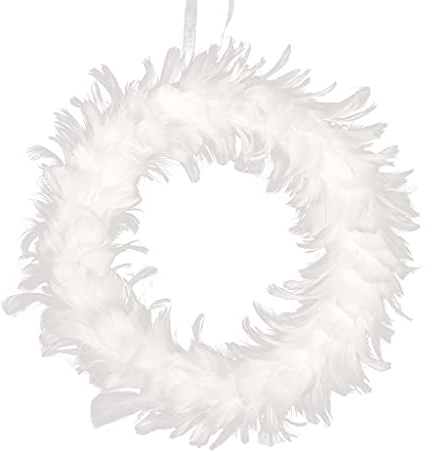 UNTERING Weißer Federkranz, Weihnachten, Hochzeit, Party, Foto-Requisiten, Outdoor, Garten, Wohnzimmer, Büro, Haushalt, Dekorationen, Schuhregal für Schrank, Tür, Hängeteil