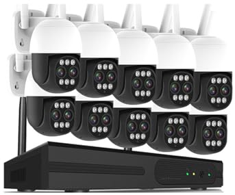 Système de caméra de sécurité IP PTZ 10CH 4K, Zoom 10X, Kit NVR extérieur sans Fil, Vision Nocturne Couleur, Kit de caméra de Surveillance CCTV 8CH pour l'extérieur(2T,10CH NVR 10PCS Cam)