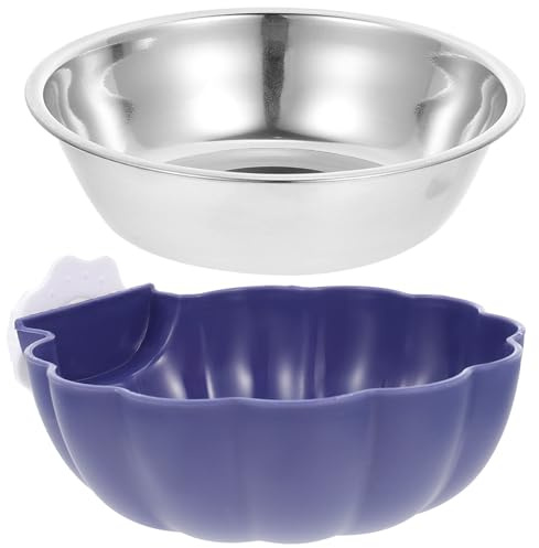 CLISPEED Hanging Large Stainless Steel Dog Bowl Blue Wear-resistant Coating, Convenient Pet Feeding and Watering Bowl for Puppies and Dogs, Household Sturdy Pet Supply