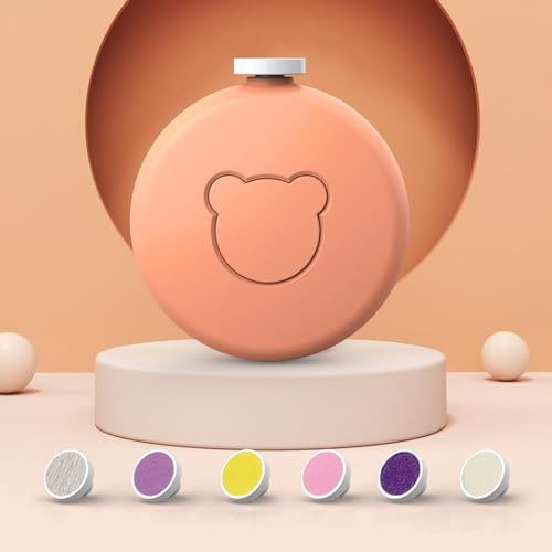 Bébicure Coupe-ongles Électrique Bébé - Lime à Ongles Bébé Douce et Silencieuse avec Lumière LED, Kit de Manucure Sécurisé pour Nouveau-nés et Tout-petits, 6 Têtes de Meulage Incluses (Orange)