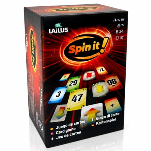 Lailus Spin it! | Juego de Cartas Rápido y Dinámico para Familia y Adolescentes | 2–8 Jugadores | +10 Años | Sistema de Intensidad y Ritmo | Partidas 15–30 min
