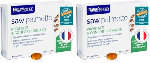 Laboratoire NaturAvignon saw palmetto - prostate et confort urinaire - complément alimentaire - palmier nain - Hautement concentré en acides gras Fabriqué en France (Lot de 2)