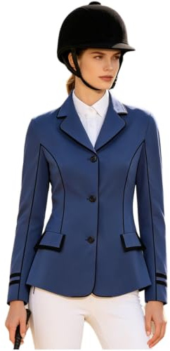 dPois kostymjacka dam elegant ridjacka träningsoverall ridkläder ridrock träningsjacka långärmad blazer jacka ridskjortor vandring, Marinblå, XS