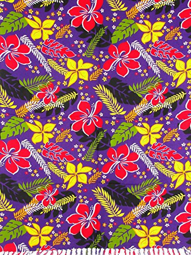 Sarong Pareo Wickelrock Strandtuch Tuch zum Binden Blumen Fantasie lila/große Auswahl schönste Farben/Sauna-Tuch Wickelkleid Schal Wickeltuch Bademode Freizeitmode Sommermode/aus 100% Viskose