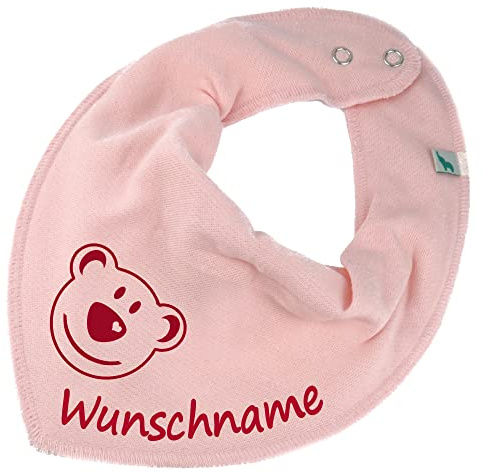 HALSTUCH mit Namen oder Text personalisiert für Baby oder Kind aus Baumwolle in Einheitsgröße Bär