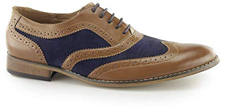Goor Gatsby Mens designer Brogue Tan Brown with Blue insert Mens Shoes Size 10