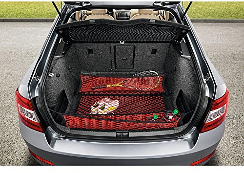 Skoda 5e0017700 de démarrage réseau Charge sécuriser Filet de Bagages Net Lot de 3 Rouge