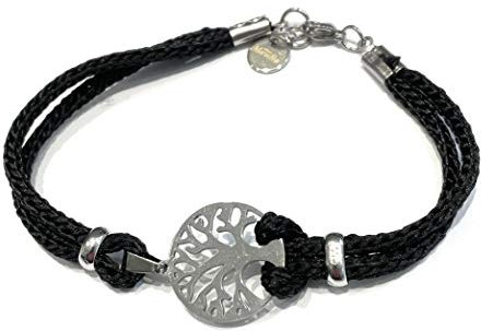Moda Mavilla Bracelet pour homme avec arbre de vie en acier et fermoir en acier, dimensions 21 – 22 cm. Fabriqué à la main en Italie.