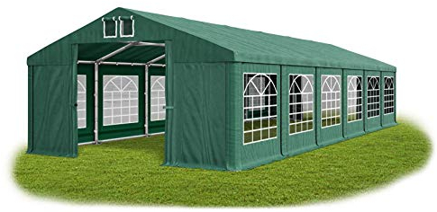 Das Company Tente de fête Vert foncé 6x12m l'epreuve de l'eau 560 g/m2 La toille PVC Construction Winter Renforcement du Sol renforcée par Une allée Entree et Un Toit Tout Temps Gazebo de Jardin