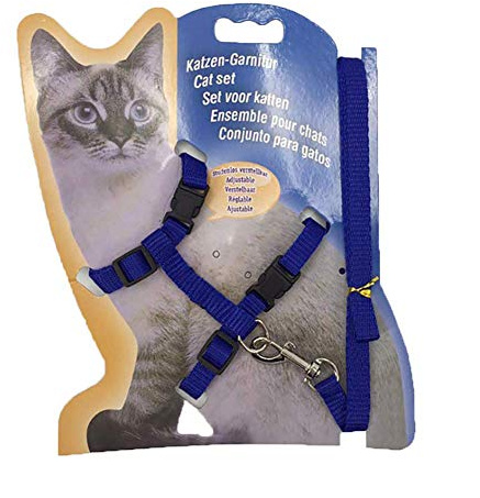 Gizhome Katzengeschirr und Leine, verstellbares Halftergeschirr, Nylongurt, Sicherheitsseil, Leinen für Zuhause, Kätzchen – Blau