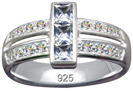Bague en Argent Sterling 925, Bijoux Argent avec Zircone Cubique