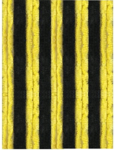 Arsvita Flauschvorhang 160x185 cm in Unistreifen schwarz - gelb, Perfekter Insekten- und Sichtschutz für Ihre Balkon- und Terrassentür, viele Farben