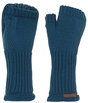 KNIT FACTORY - Cleo Handstulpen - Fingerlose Handschuhe - Gestrickte Handschuhe für Winter - Damen Handstulpen aus Wolle - Hochwertige Qualität - Petrol
