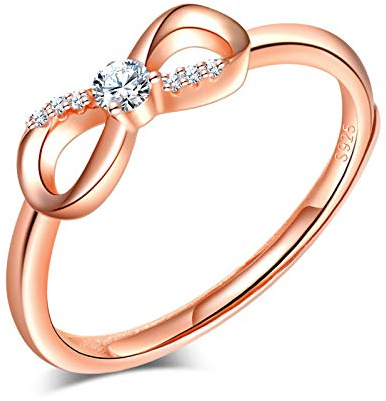 Yumilok damring oändlighet infinity ring zirkonia vigselring förlovningsring vänskapsring livsstilsring 925 sterlingsilver e silver, colore: rosguld, cod. HZYL084-rose gold