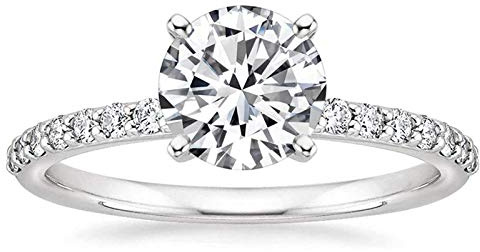 Zakk 125 carats Bague de fiançailles pour femme En argent Solitaire Avec zircone ronde Anneau de mariage (62 (19.7))