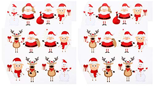 2 x Weihnachts-Bügelaufkleber mit Rentier-, Weihnachtsmann, Schneemann, zum Aufbügeln, für Kinder, Wärmetransfer-Applikationen