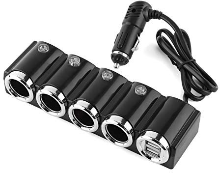 Ymiko Répartiteur d'allume-Cigare pour Chargeur de Voiture à 4 Voies, Adaptateur Secteur avec Prise Multiple Charge Rapide Double Chargeur de Prise USB DC 12V-24V
