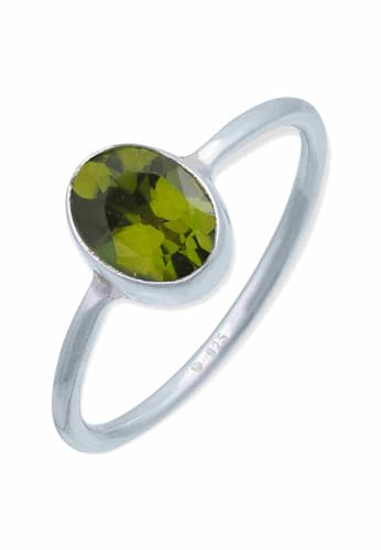 mantraroma Ring 925 Silber Damen Peridot Edelstein grün schlicht modern