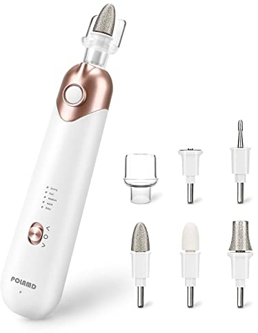 POLAMD Professional Electric Manicure Pedicure Set, Cordless Rechargeable Nail File & Drill Kit, 5-Speed, LED Light, 6 Attachments for Acrylic Gel Nail Cuticles Hard Skin Removal Nail Care