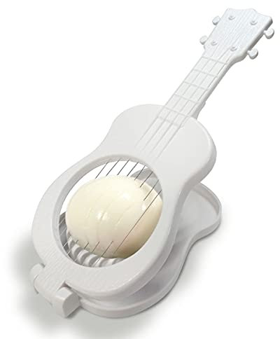 CKB LTD Novelty Egg Slicer Ukulele Guitar Wire Egg Cutter Multifunctional for Evenly Slicing Boiled Eggs Sausage and Fruit Novelty White Plastic and Stainless Steel