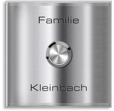 Metzler Edelstahl Funkklingel - Quadratische Kabellose Türklingel - Hoher Funk-Reichweite - inkl. Gravur & Befestigung - Größe: 10 x 10 cm