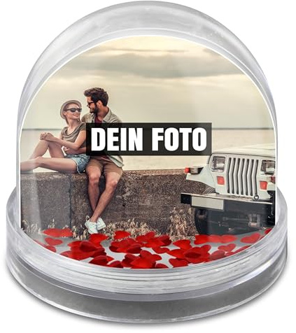 printplanet® - Schneekugel mit Herzchen und eigenem Foto gestalten