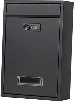 Sharplace Metal Locking Mailbox Wall Mount, W/Code Lock Letter Box Postbox External Rust Iron Post Letter Retro for Farmhouse House Gate